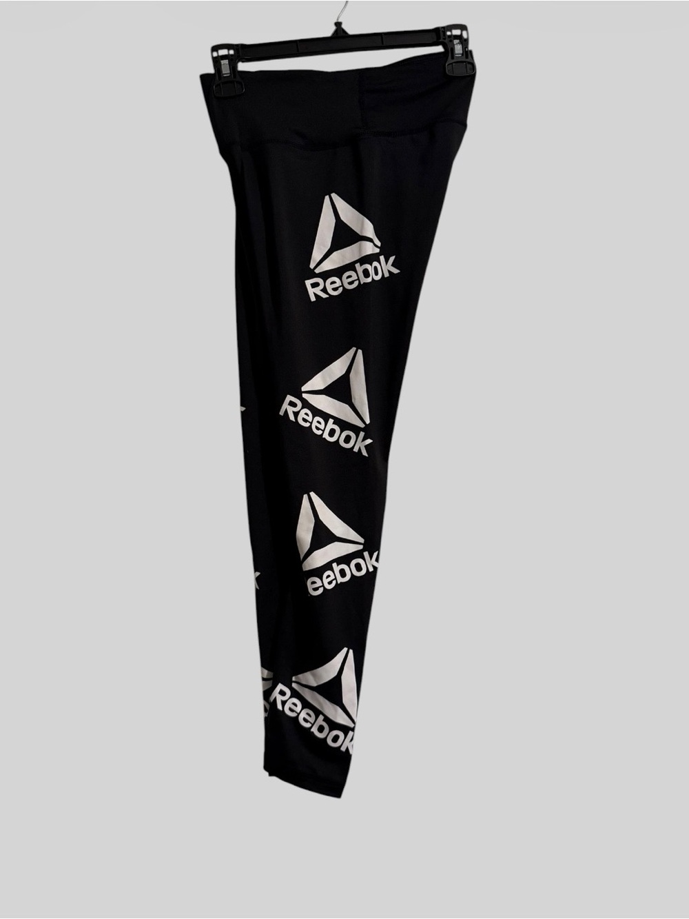 Reebok Black Leggings with White Logo Panels